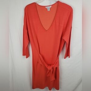 Tommy Bahama Orange Tie Up Dress 3/4 Length Sleeve Sz M